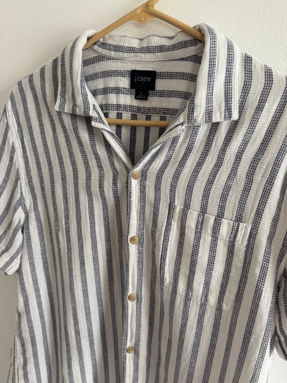 Men's J.Crew Stripe Button Down Tee Short L